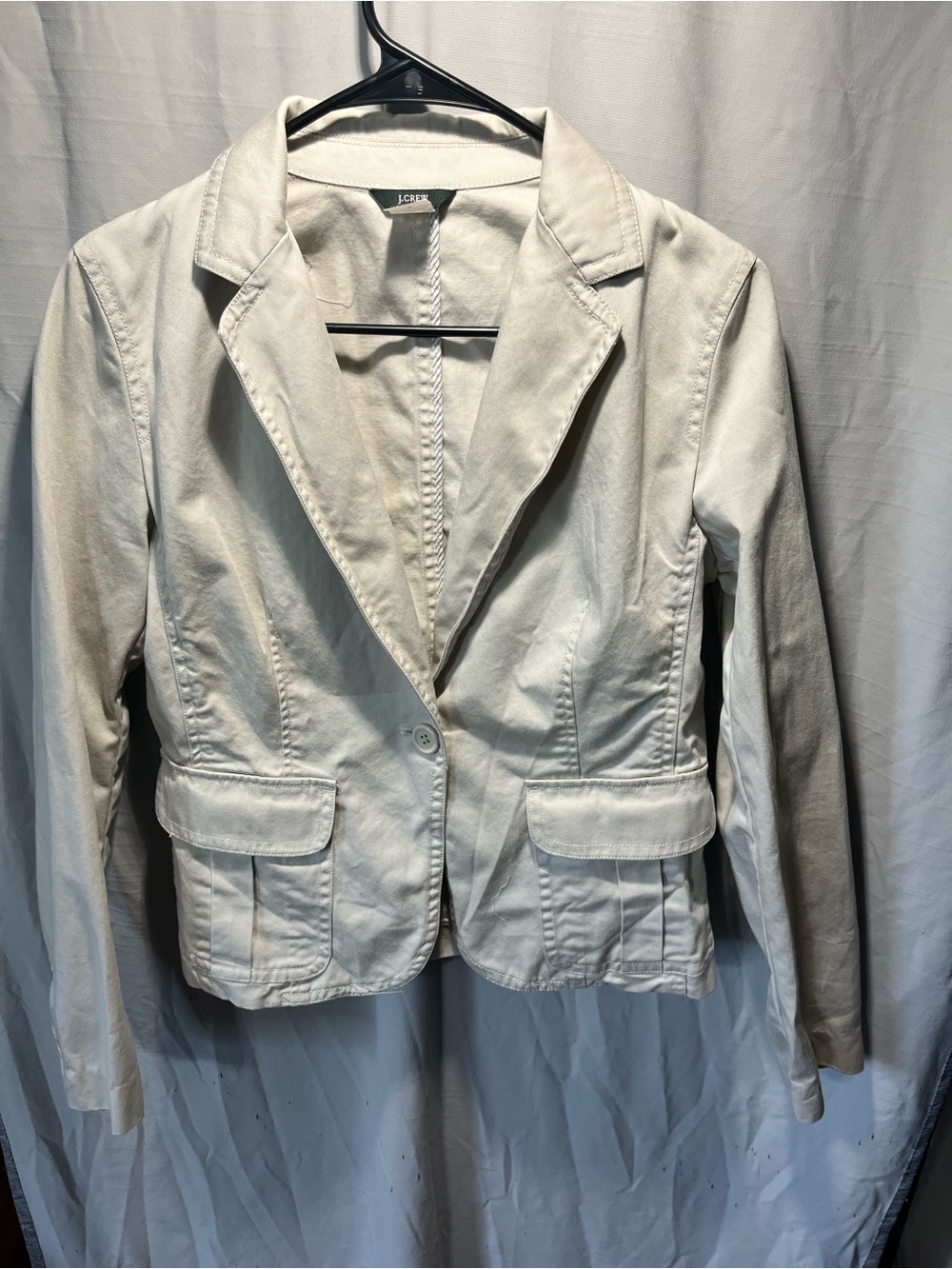 J. Crew Off-White Single-Button Cotton Blazer